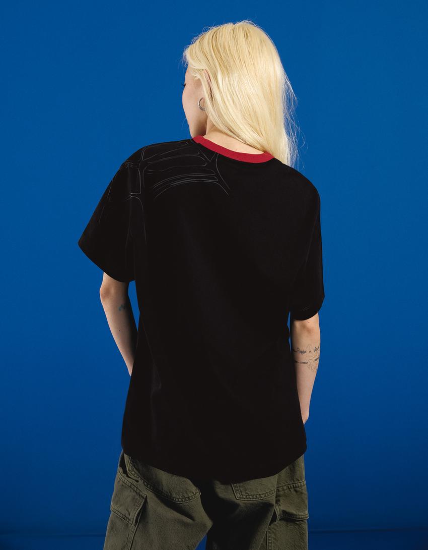 T-shirt contrastant imprimé SPIDERMAN-Noir