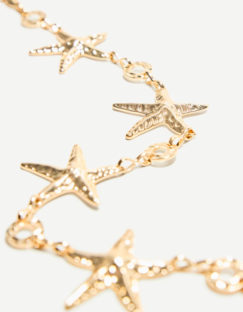 Cinturón cadena estrellas de mar-Oro-2