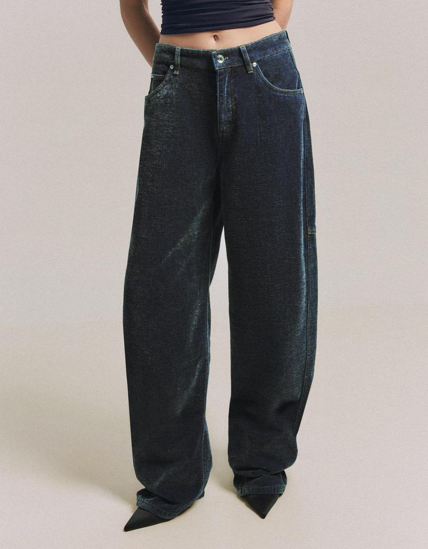Barrel fit pantolon-Koyu mavi