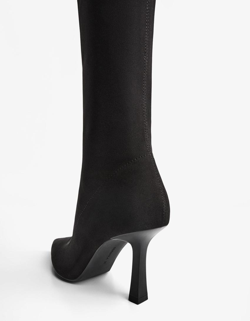 Bota de taló teixit-Negre