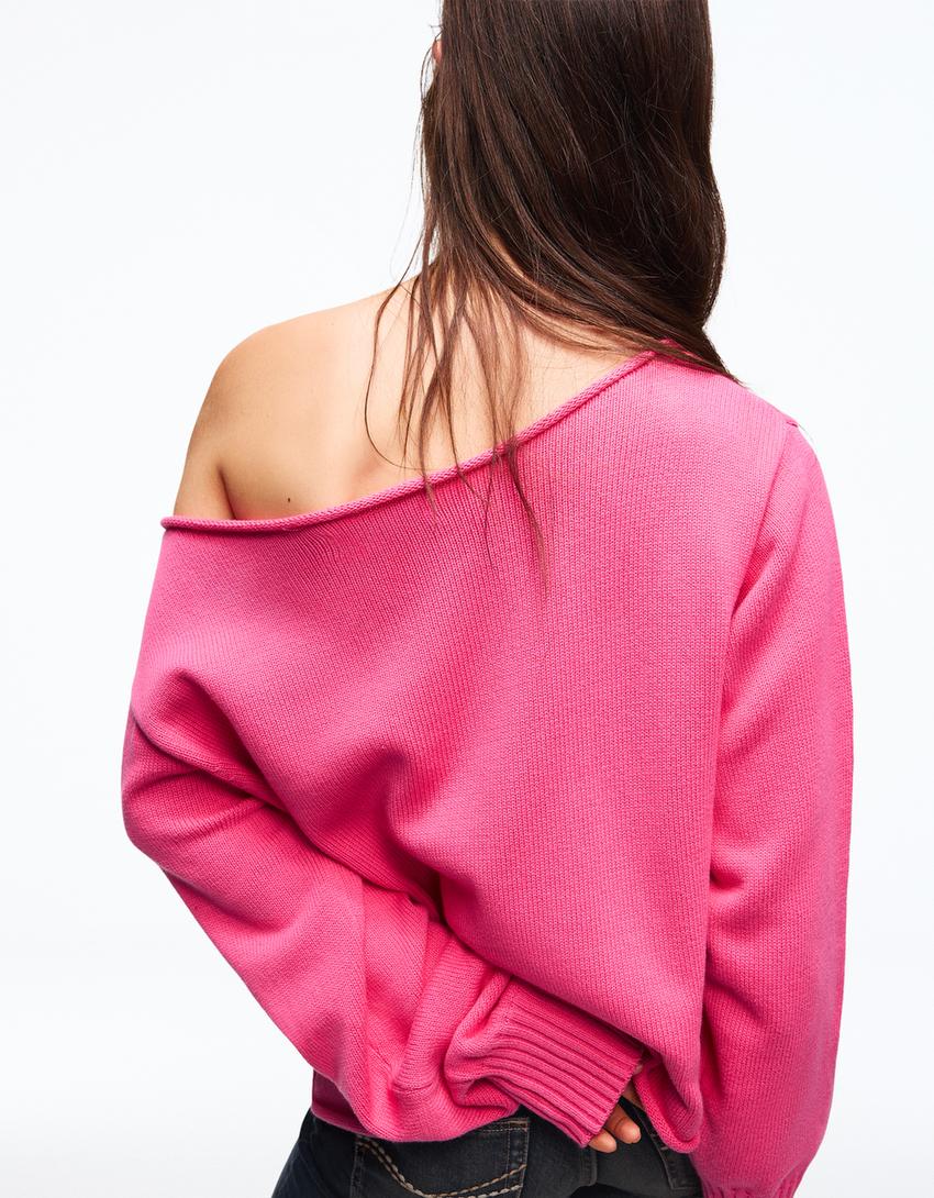 Pull col bateau-Fuchsia