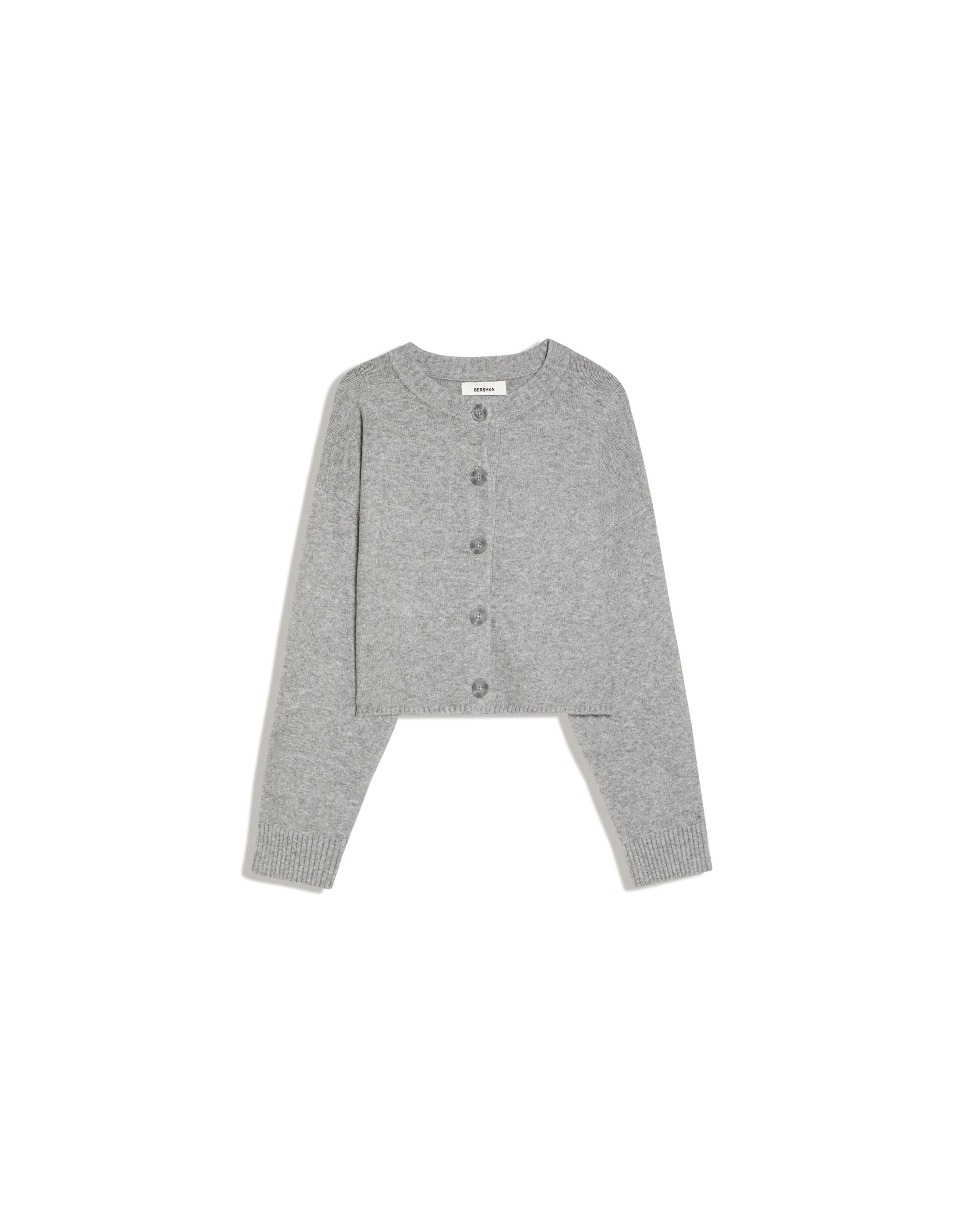 Soft touch round neck jacket — Grey