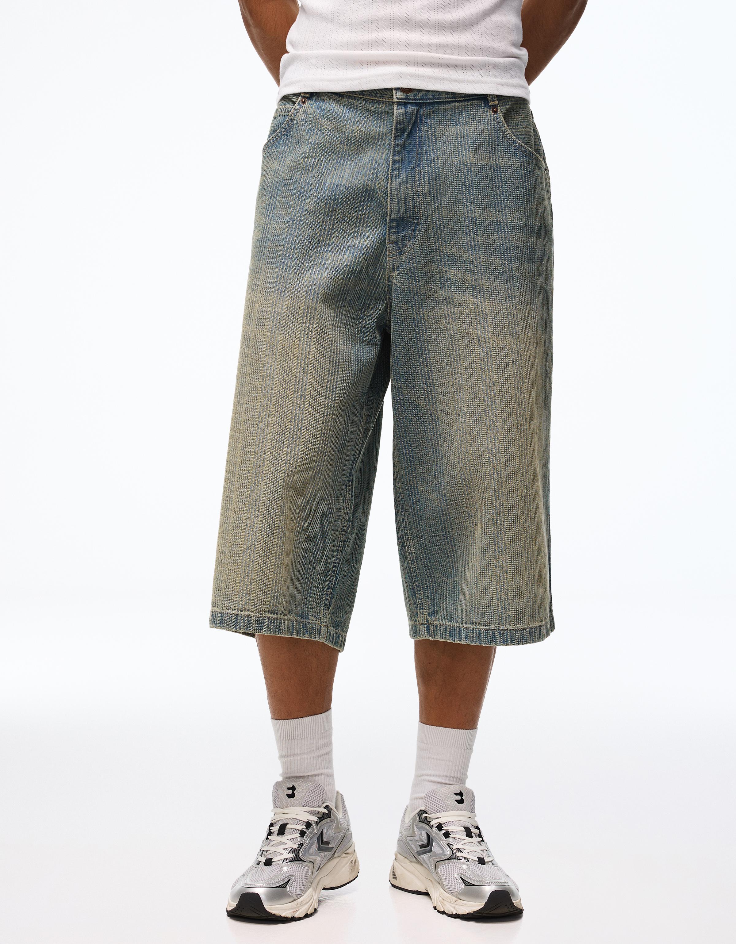 Super baggy denim Bermuda shorts — Light blue