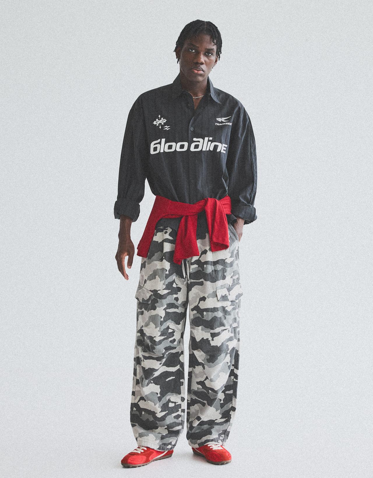 Long sleeve print shirt — Black