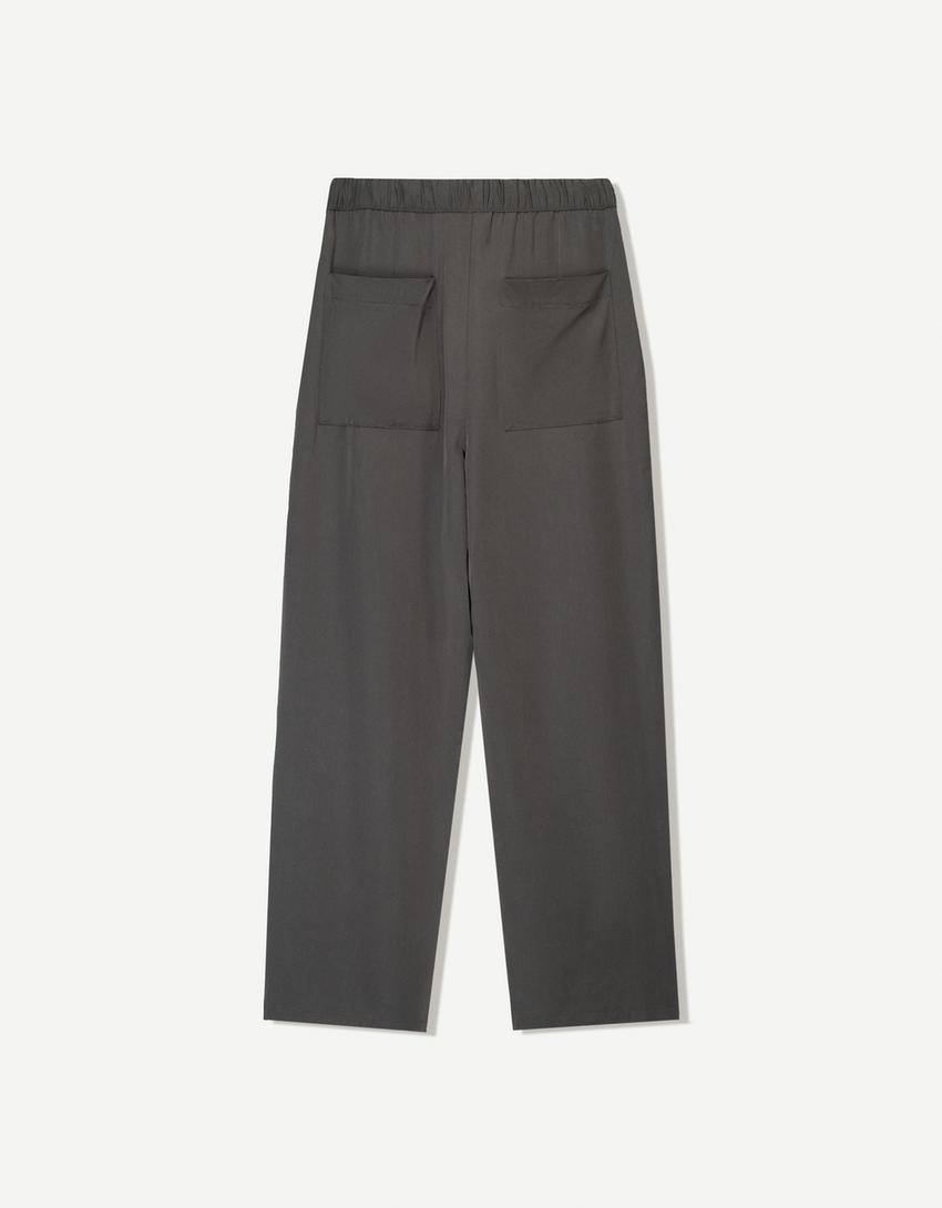 Flowing baggy jogger trousers-Grey-4