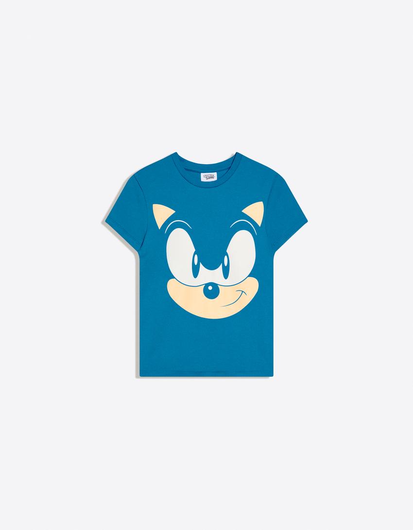 T-Shirt mit Sonic-Sonic-Print-Blau
