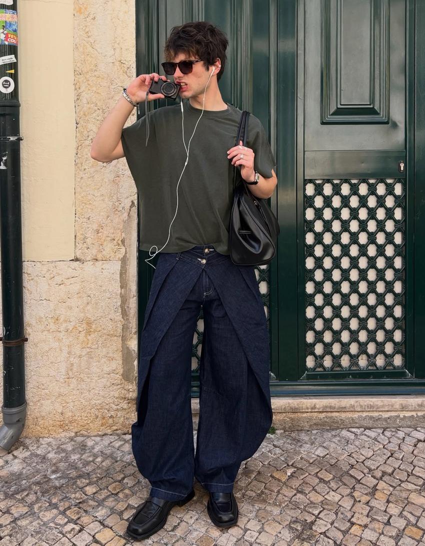 T-shirt worker oversize imprimé-Gris