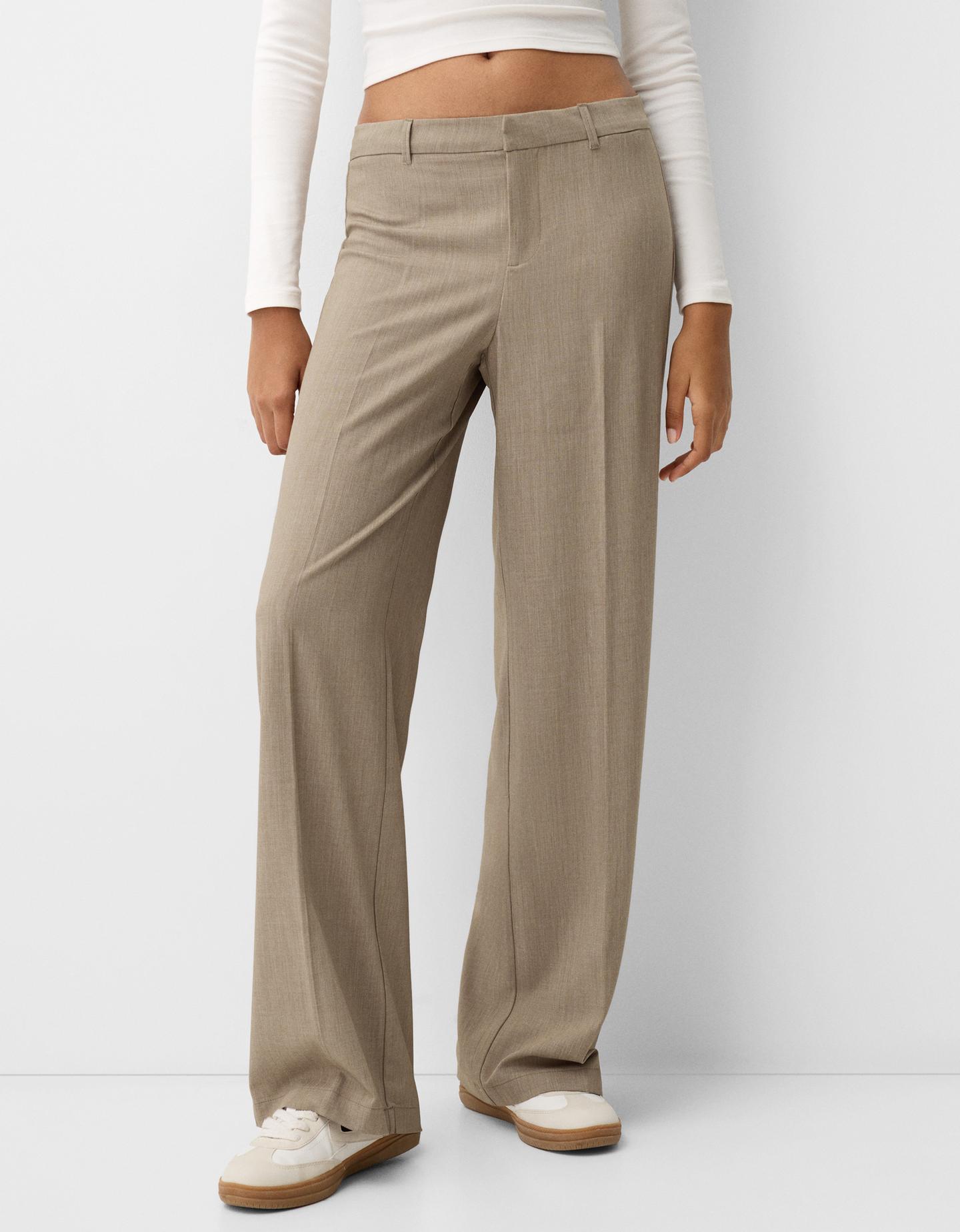 Bershka Pantalón Wide Leg Tailoring Mujer 36 Visón