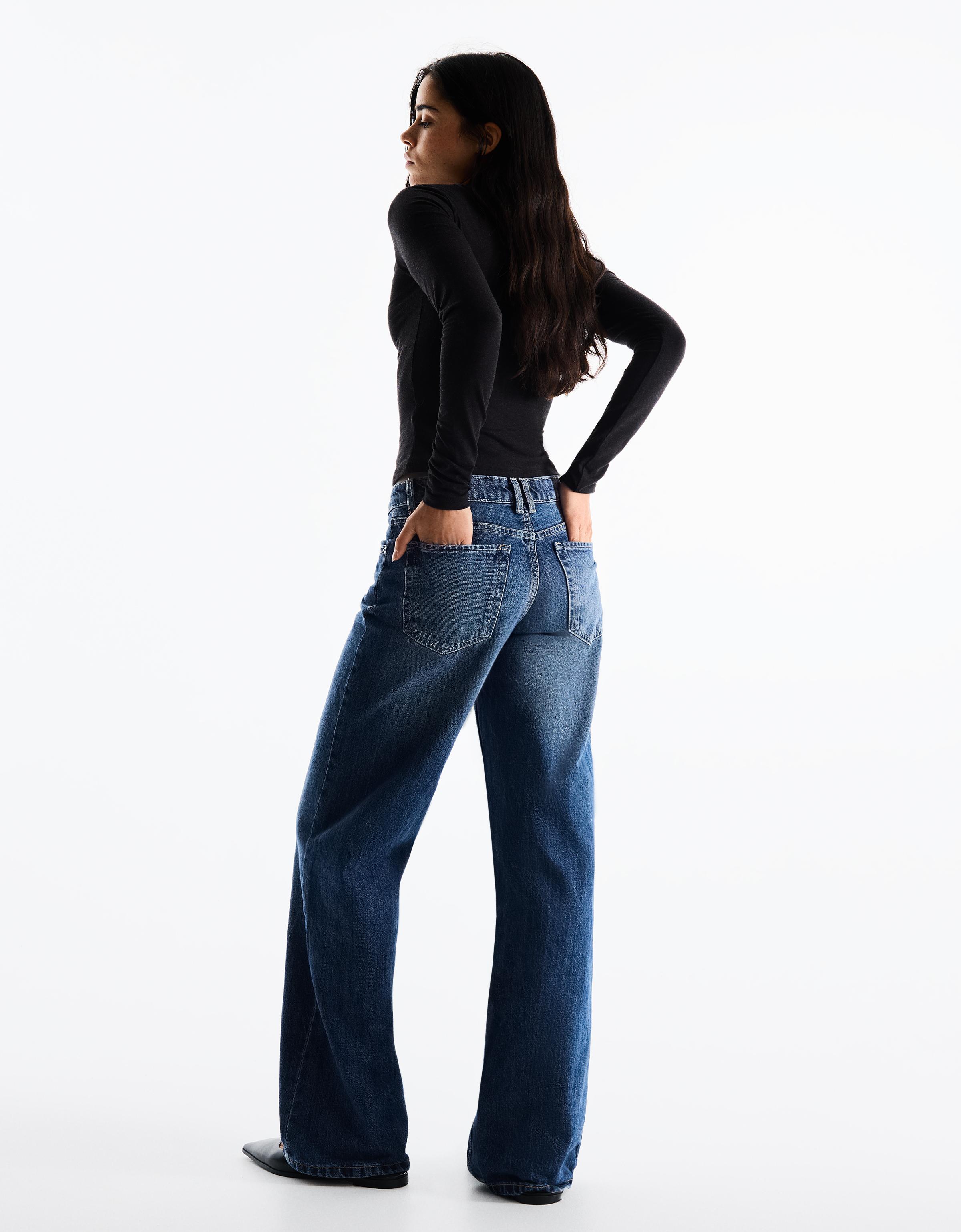 Bershka Yüksek bel straight fit jean görsel 6