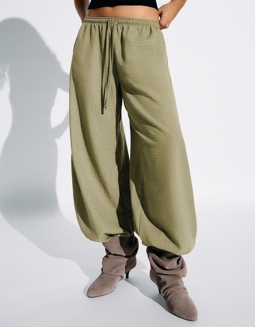 Rustic sarouel trousers-Khaki