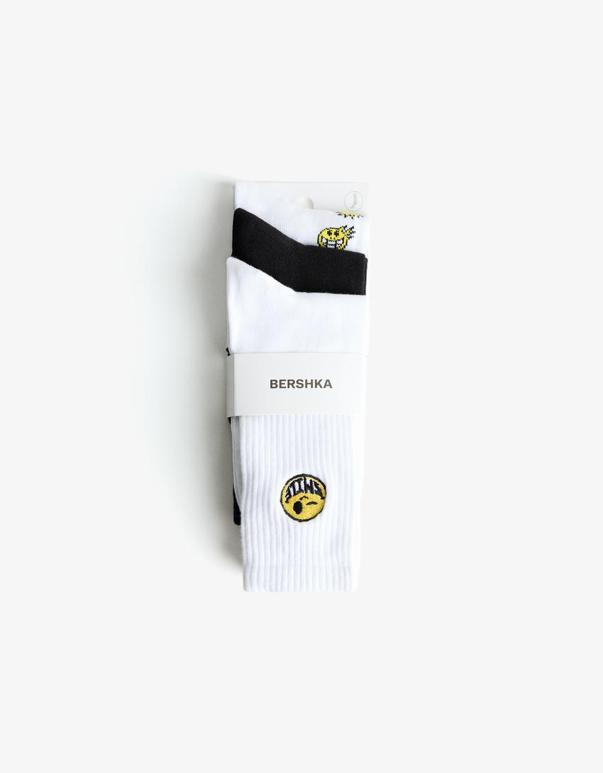 Lot de 3 paires de chaussettes imprimées-Blanc