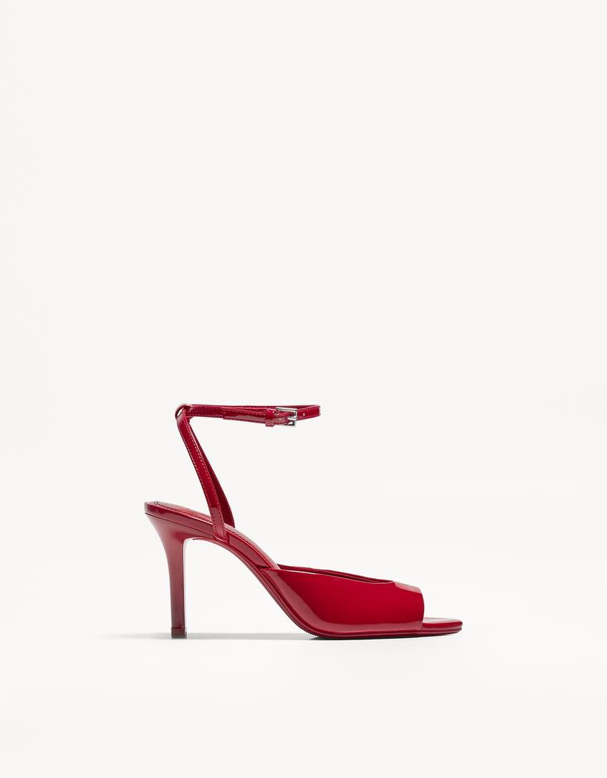 Sandales à talon fendu avec bracelet-Rouge-0