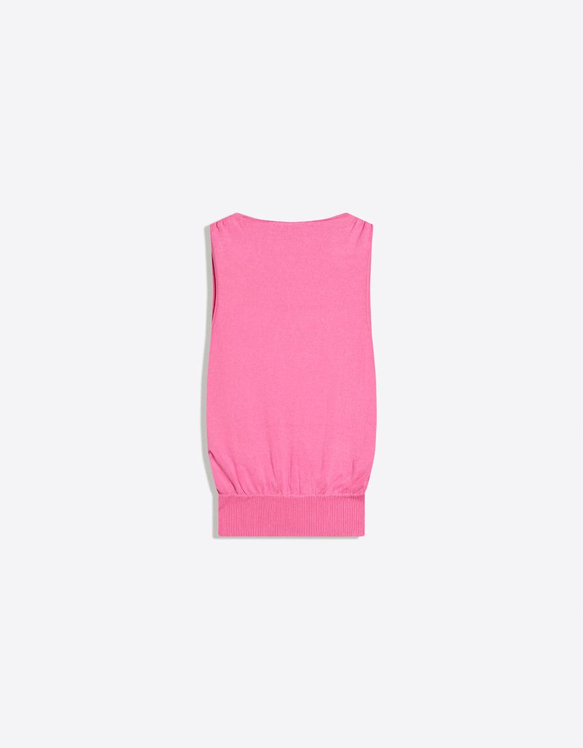 Crossover top with sash-Pink