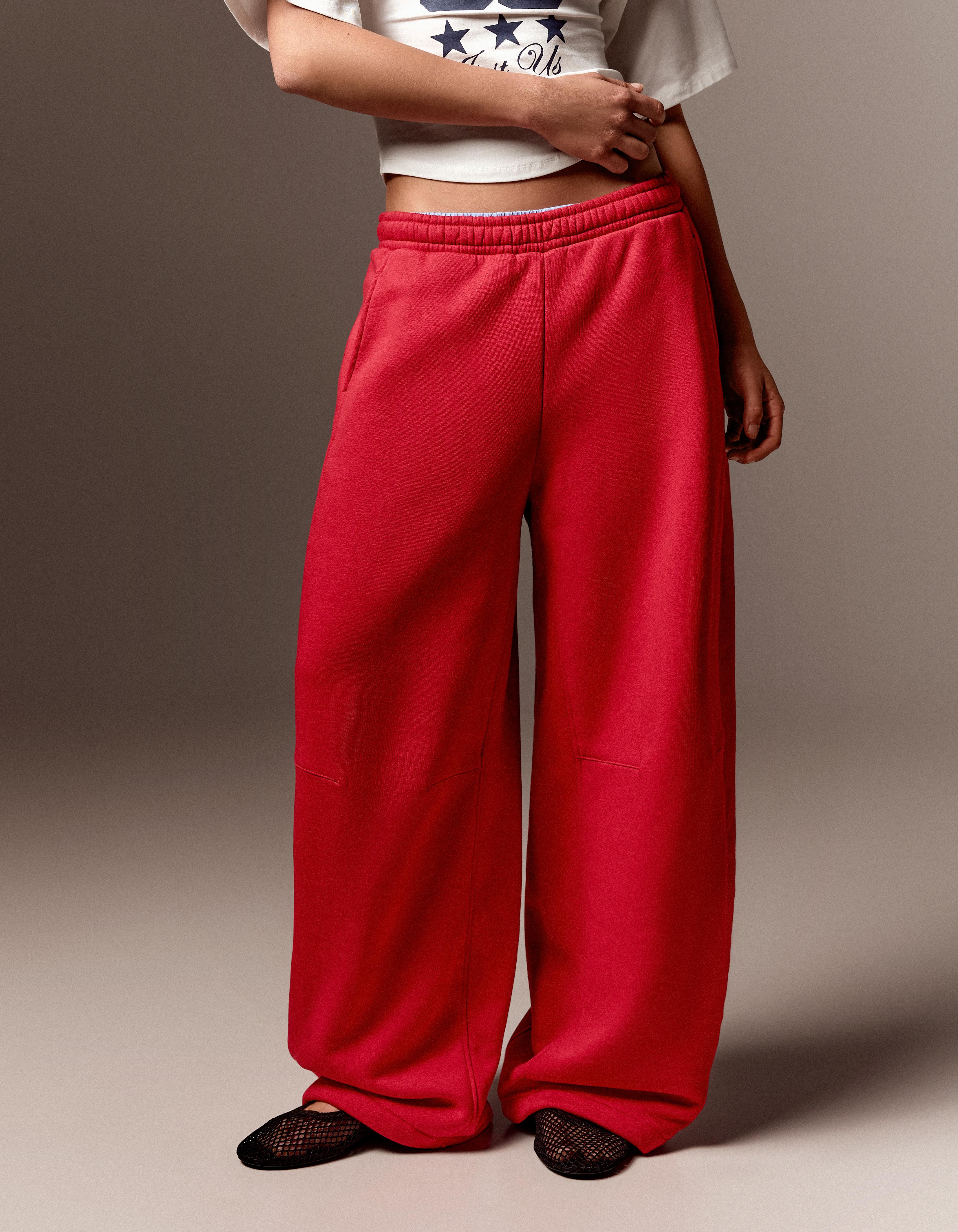 Plush parachute trousers — Red
