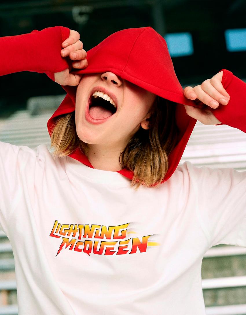 Tricou Cars mânecă scurtă oversized print-Alb murdar