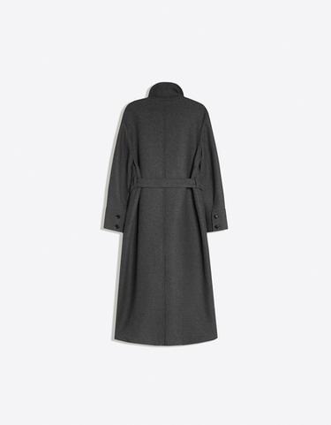 Buttoned felt-effect coat — Grey 7