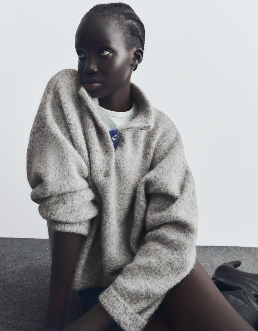 Pull col montant-Gris