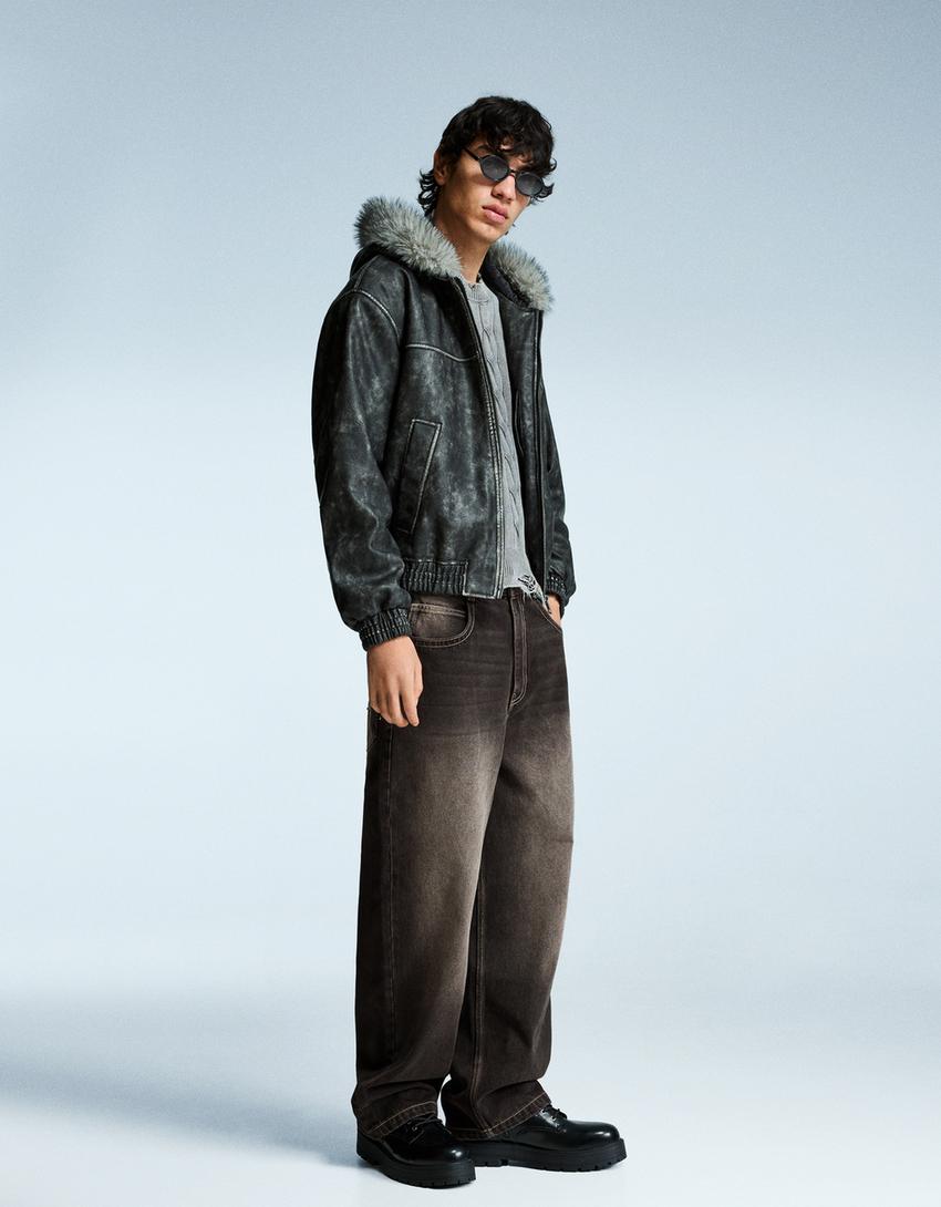Studded super baggy jeans-Black