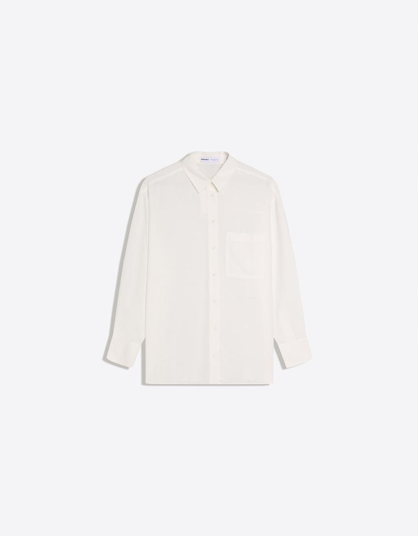 Chemise oversize fluide-Blanc