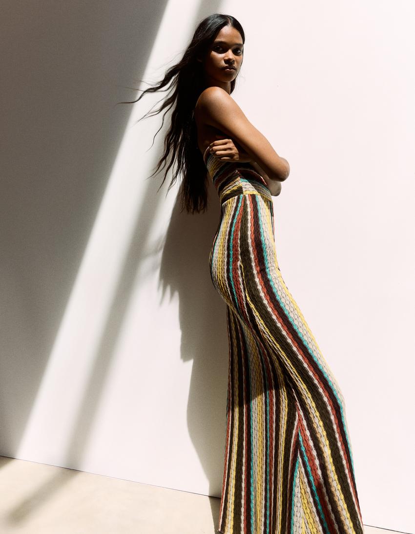 Bandeau midi dress-Brown