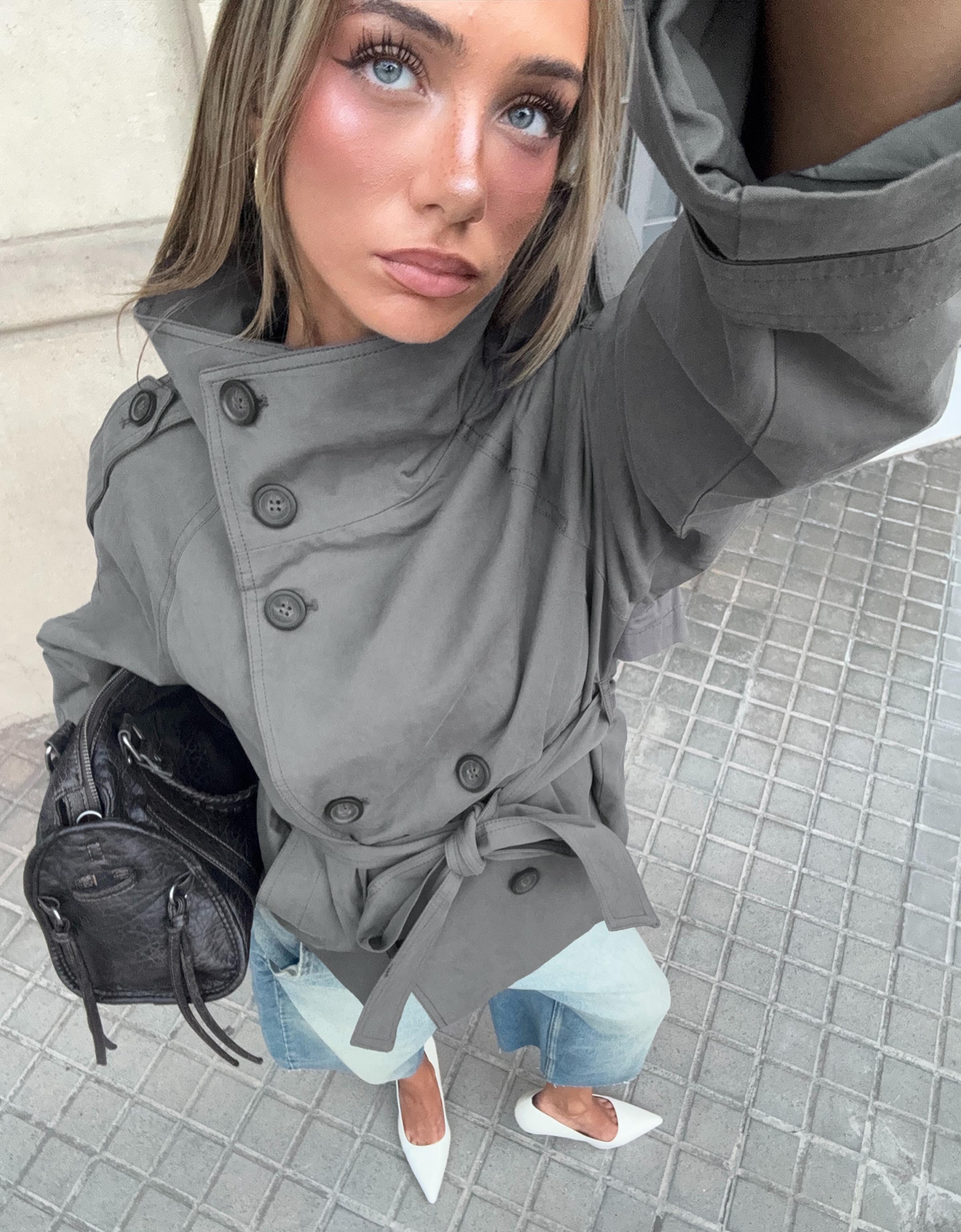 Funnel neck trench jacket - Jackets - Women | Bershka