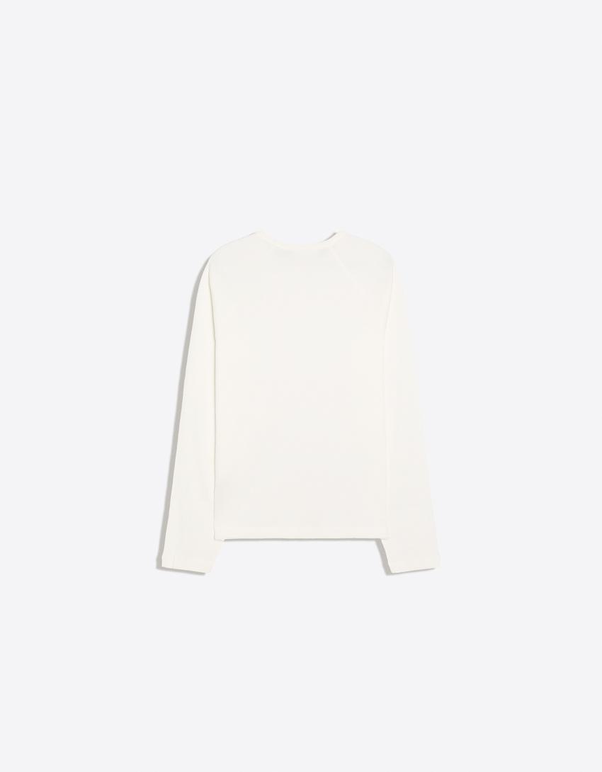 Maglietta a maniche lunghe slim-Bianco