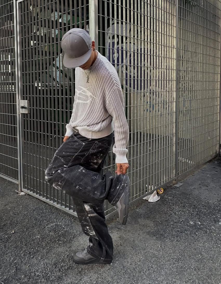 Pull mesh effet lavé-Gris