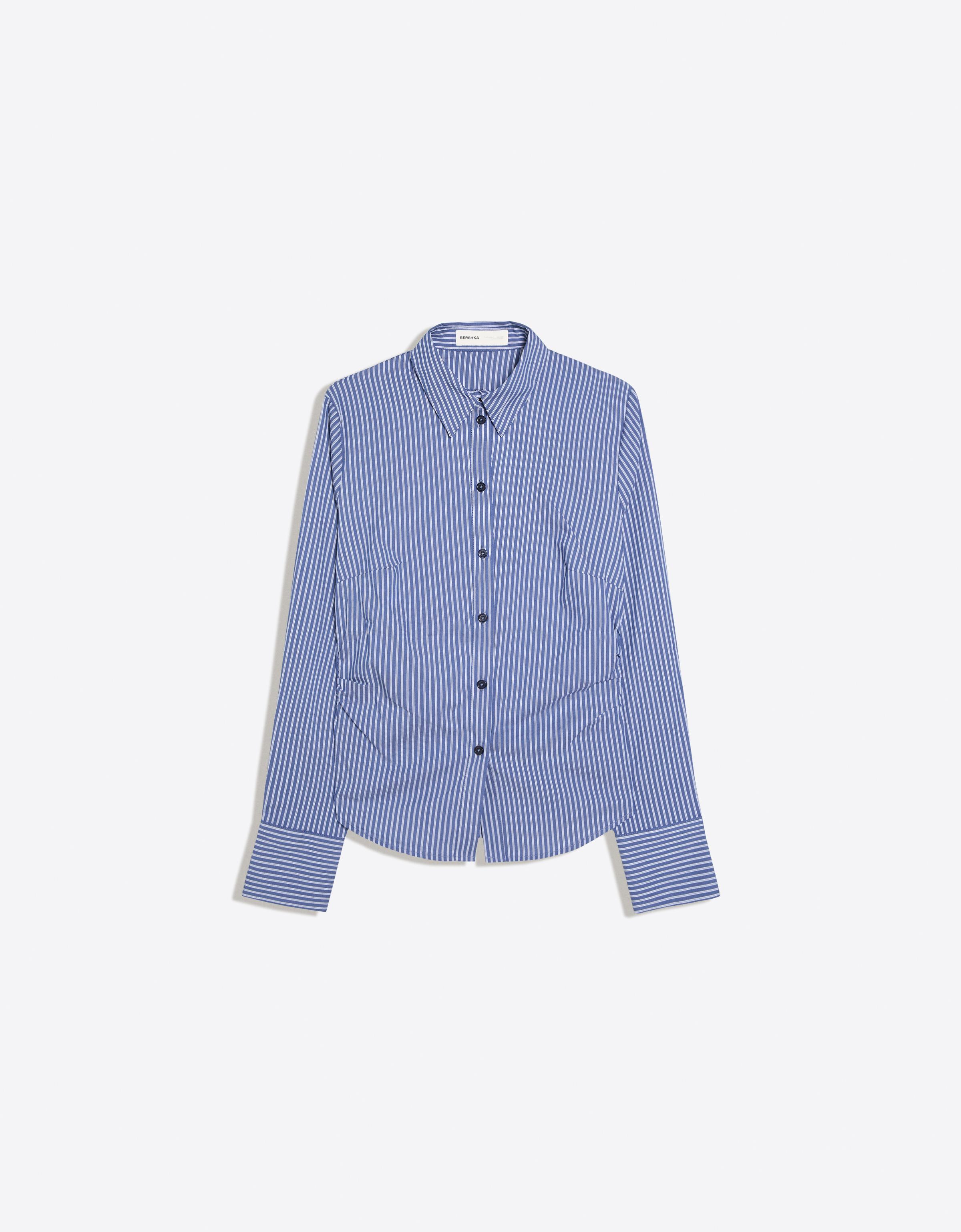 Fitted long-sleeved shirt — Blue