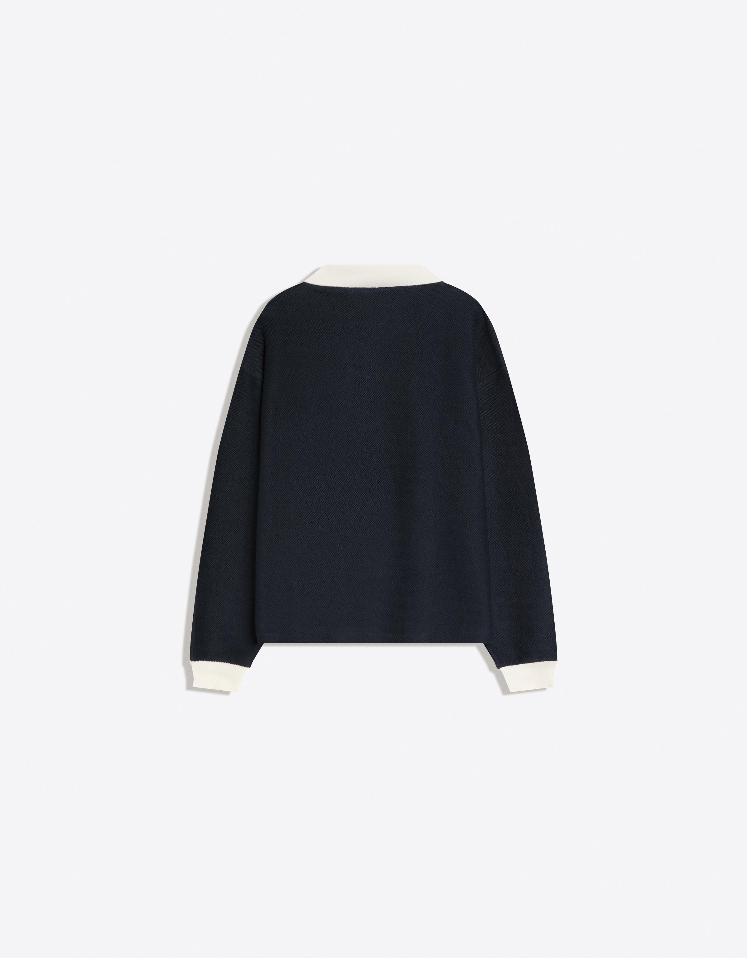 Baskılı boxy fit uzun kollu polo yaka tişört - Görsel 8