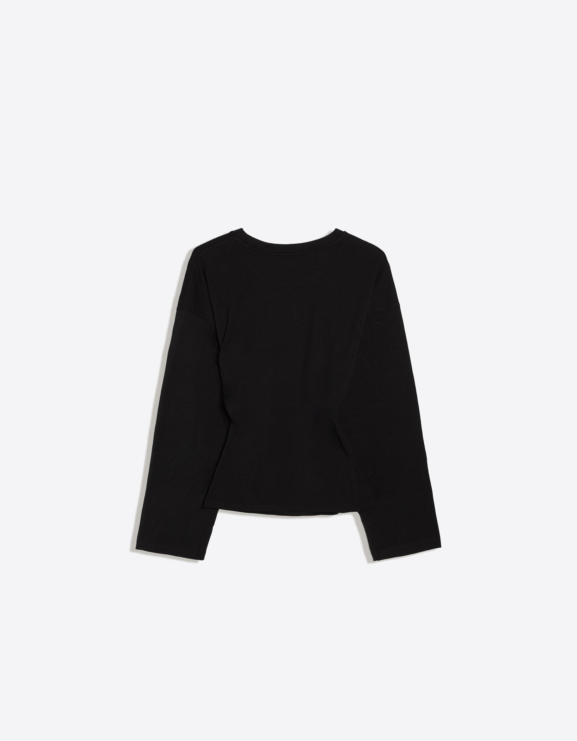 Ruched long sleeve T-shirt — Black
