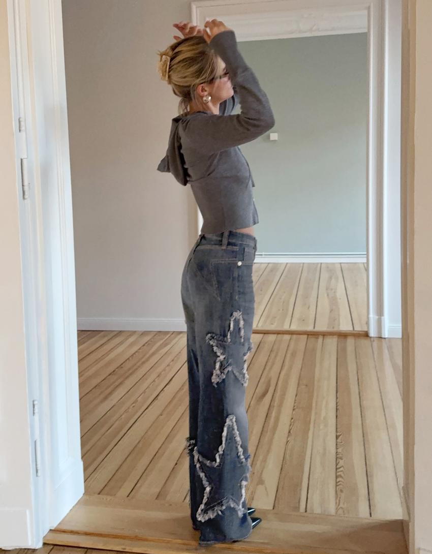 Jeans baggy bordado estrellas-Azul