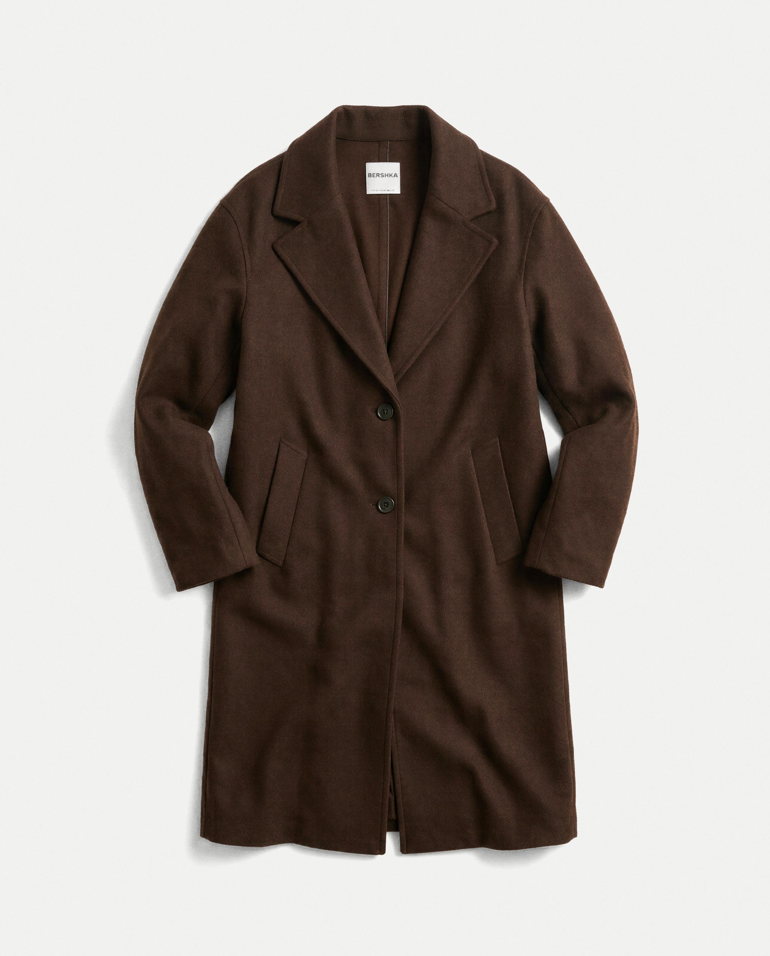 Soft-touch long coat — Brown