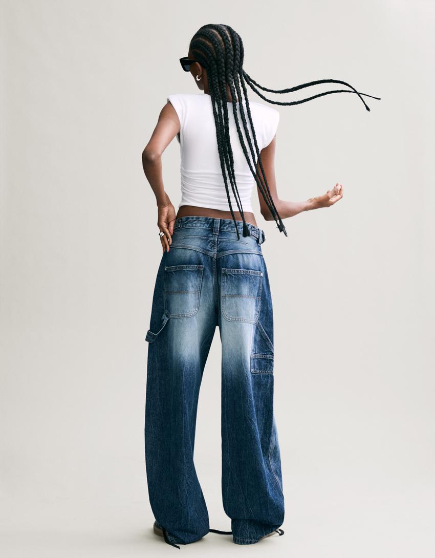 Jeans balloon carpenter ajustable-Azul oscuro-1