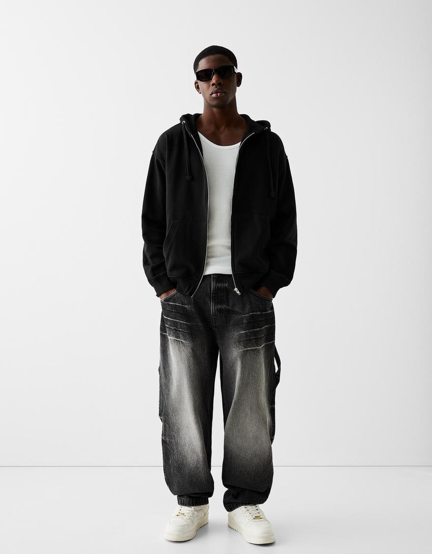 Zip-up hoodie-Black-3