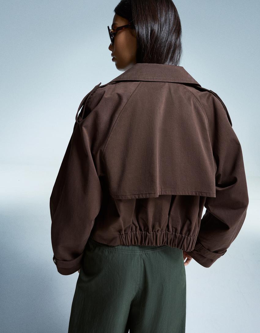 Blouson trench court-Marron
