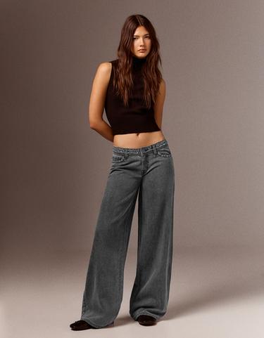 Straight-leg studded trousers — Dark grey 3