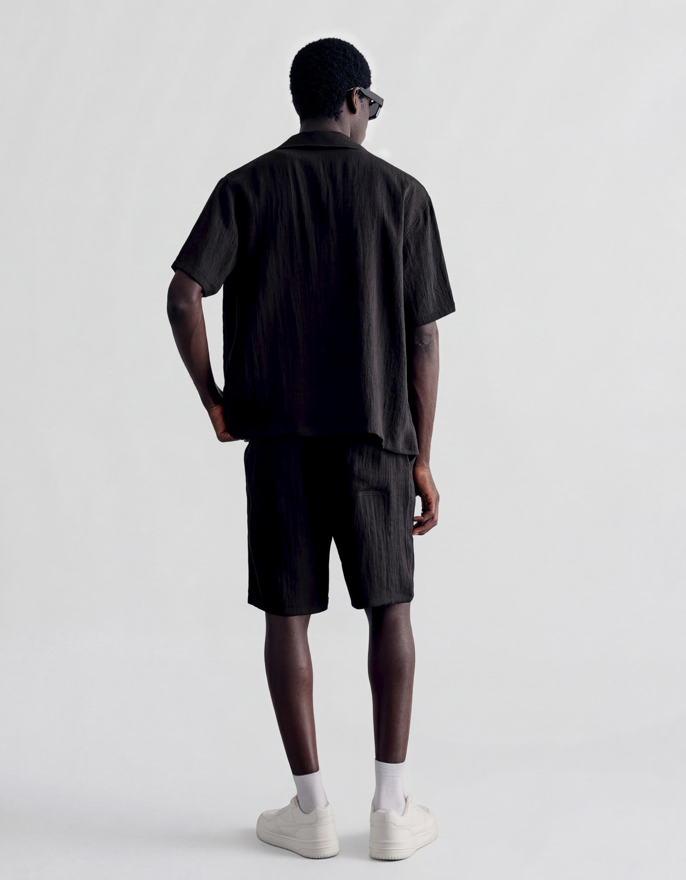 Rustic jogger Bermuda shorts — Black