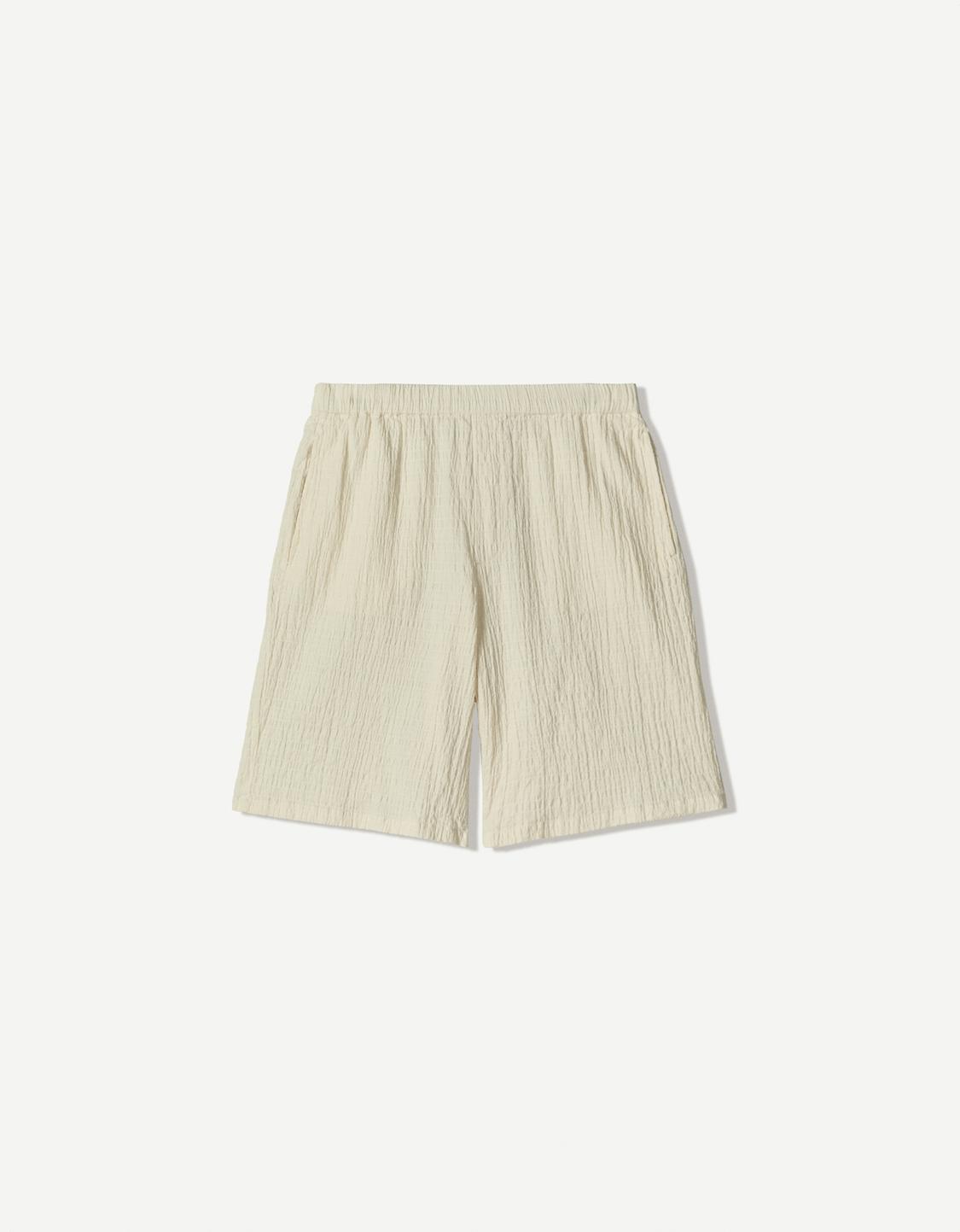 Textured jogger Bermuda shorts