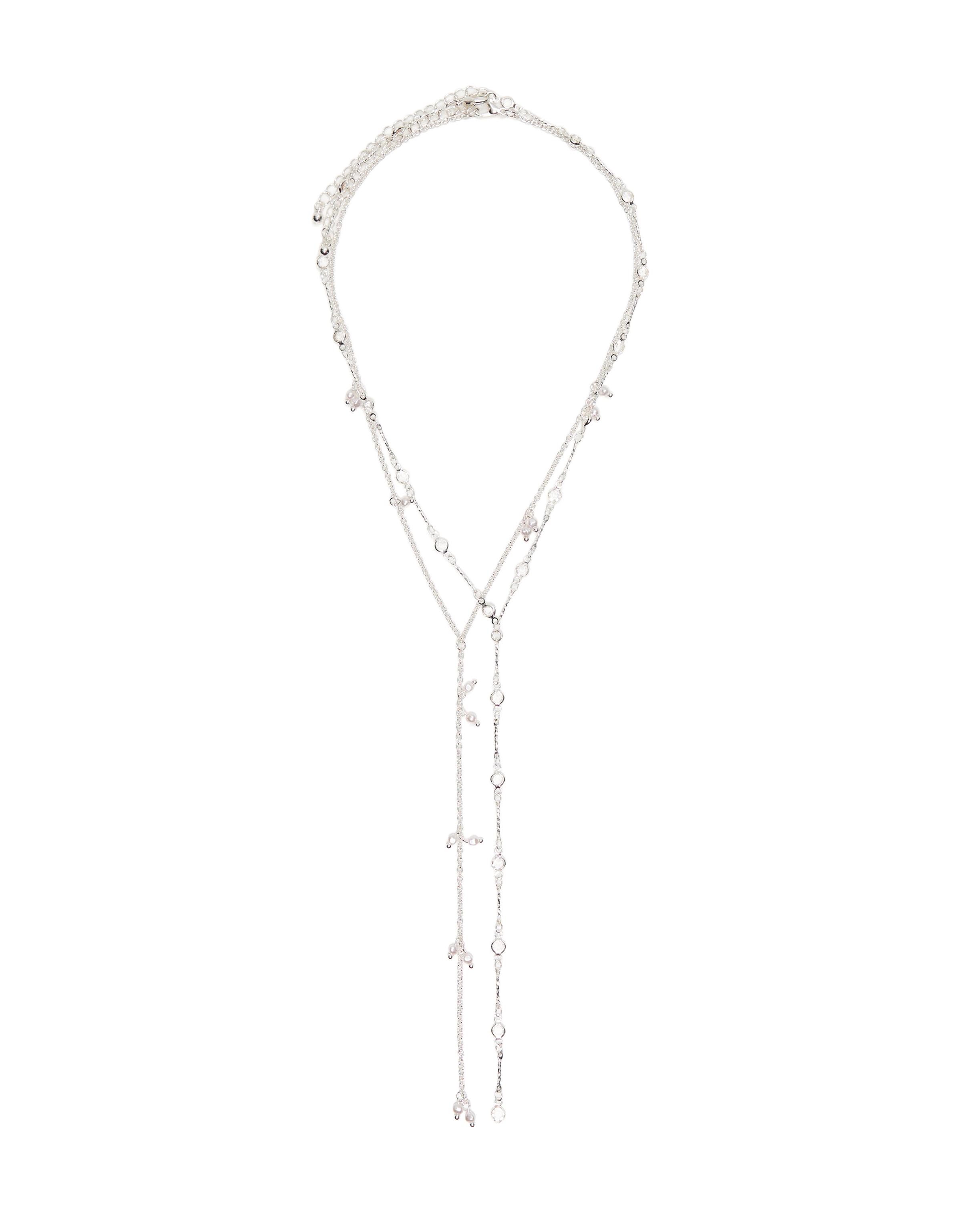 Beaded lariat chain pack — Silver