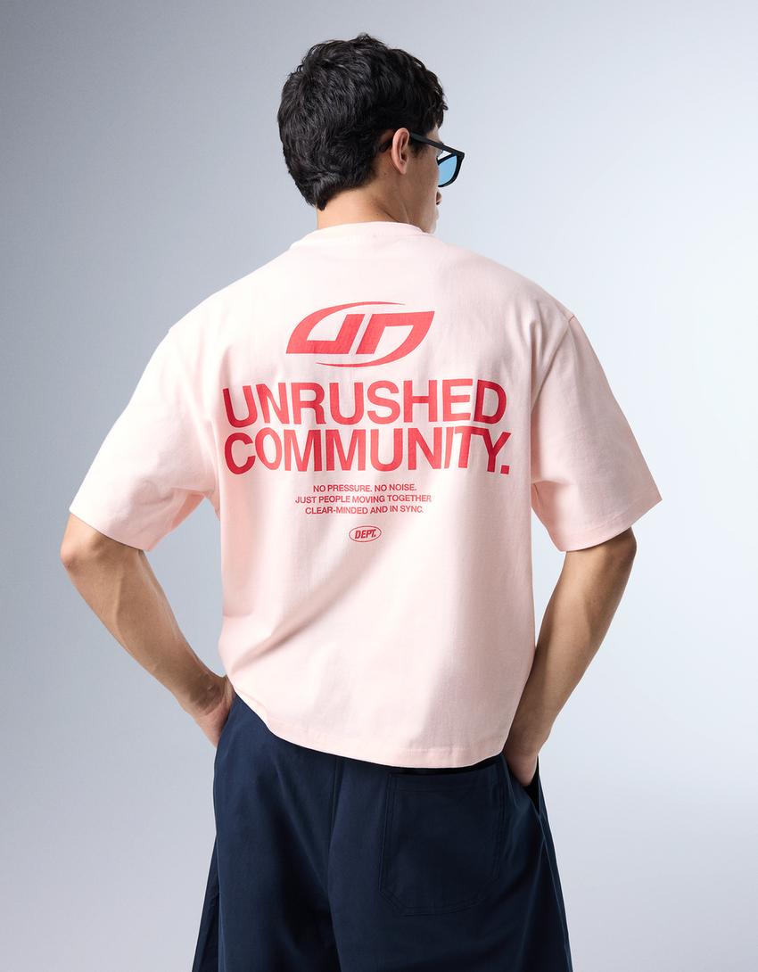 T-shirt Boxy fit street lettering-Rose