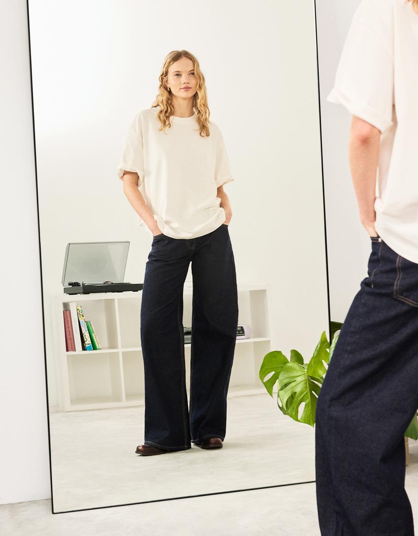 Oversize short sleeve heavy cotton T-shirt-Off white