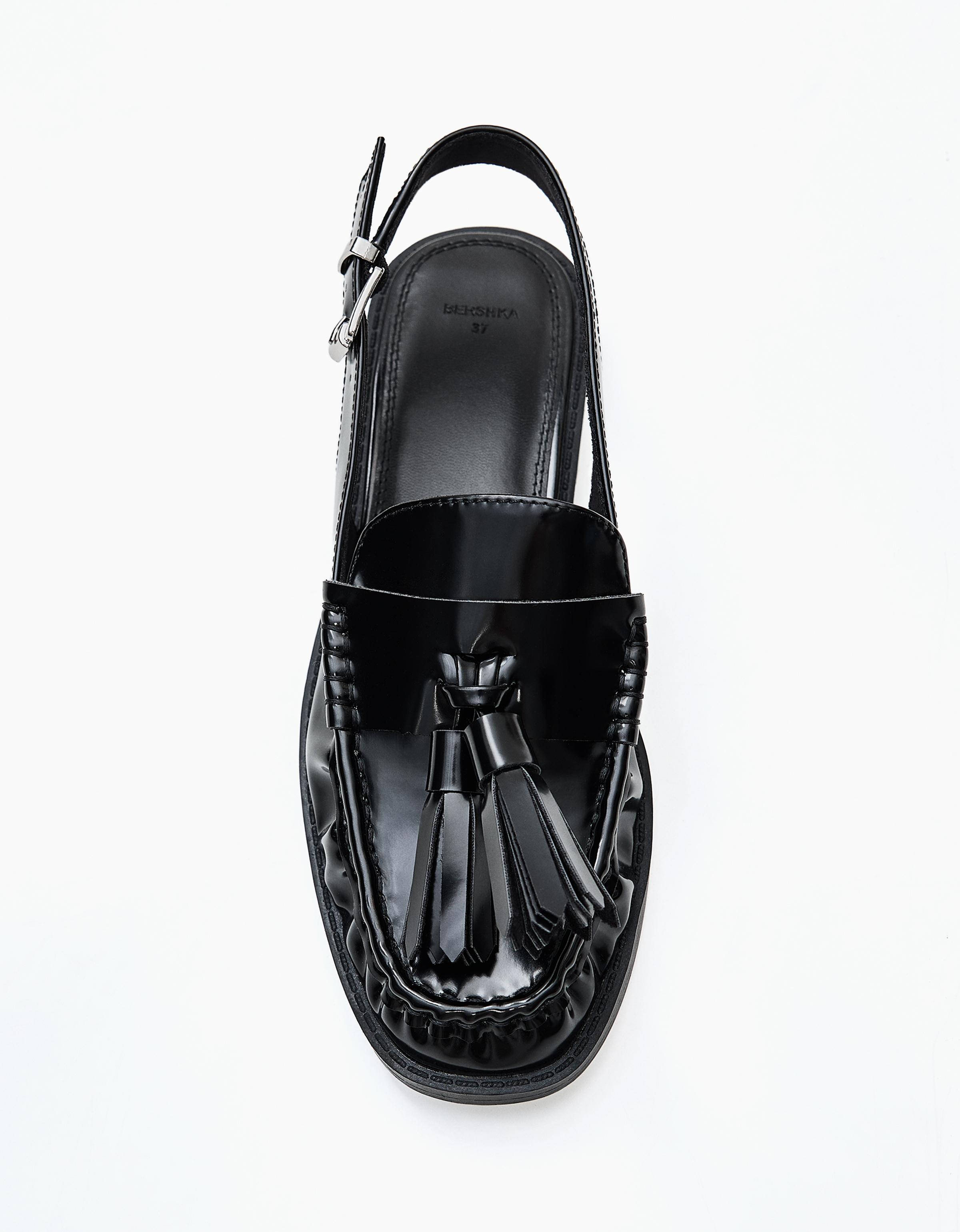 Backless tassel loafers — BLACK