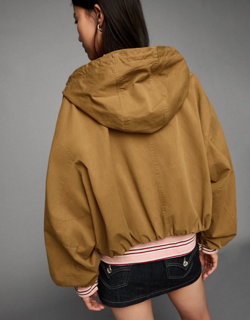 Blouson capuche-Camel