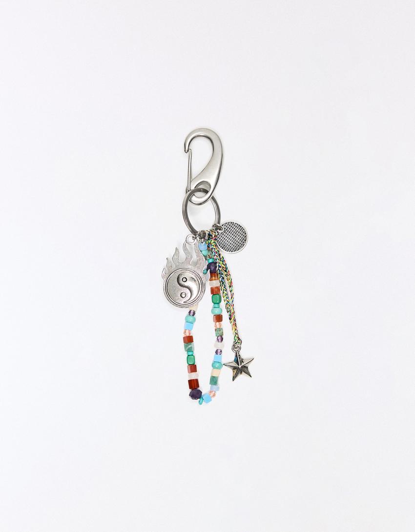 Beaded keyring-Grey
