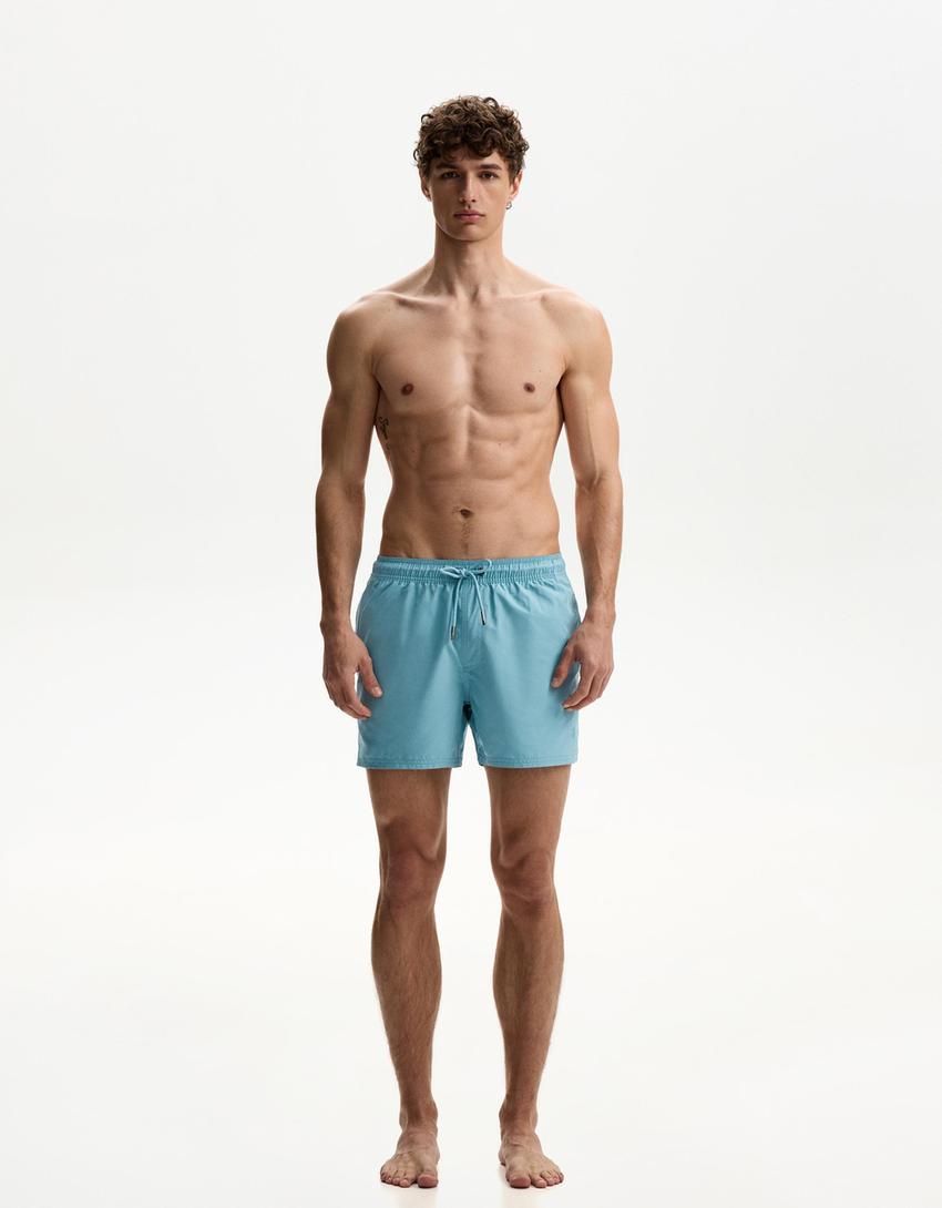 Plain swimming trunks-Turquoise