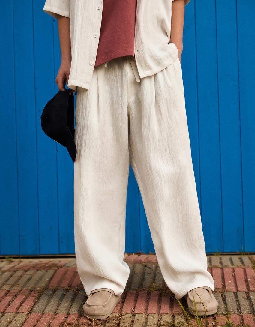 Rustic baggy trousers-White
