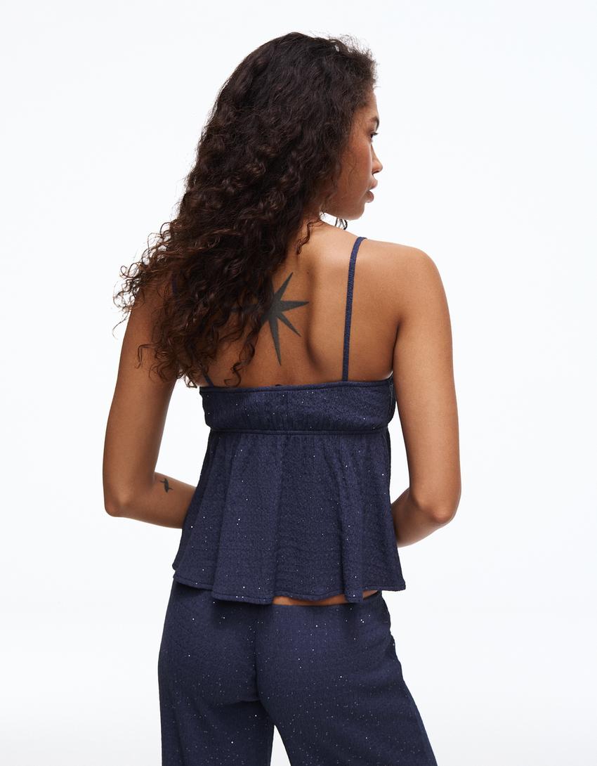 Shimmery rustic top-Navy