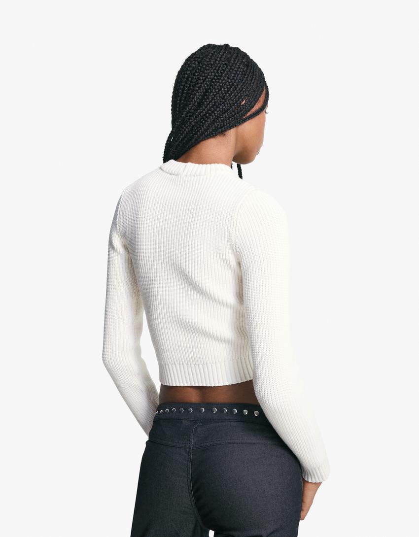 Sweater decote redondo-Cru