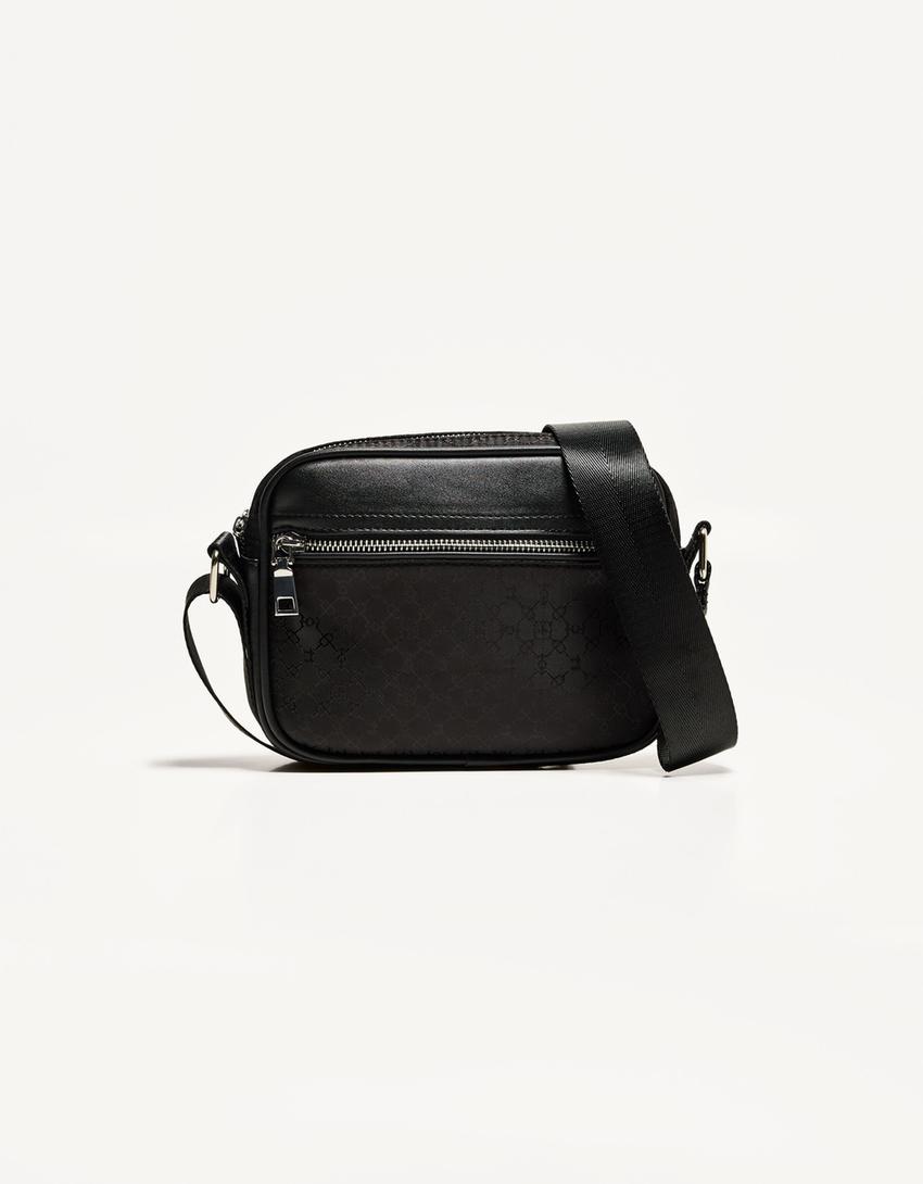 Bolso crossbody técnico print-Negro-3
