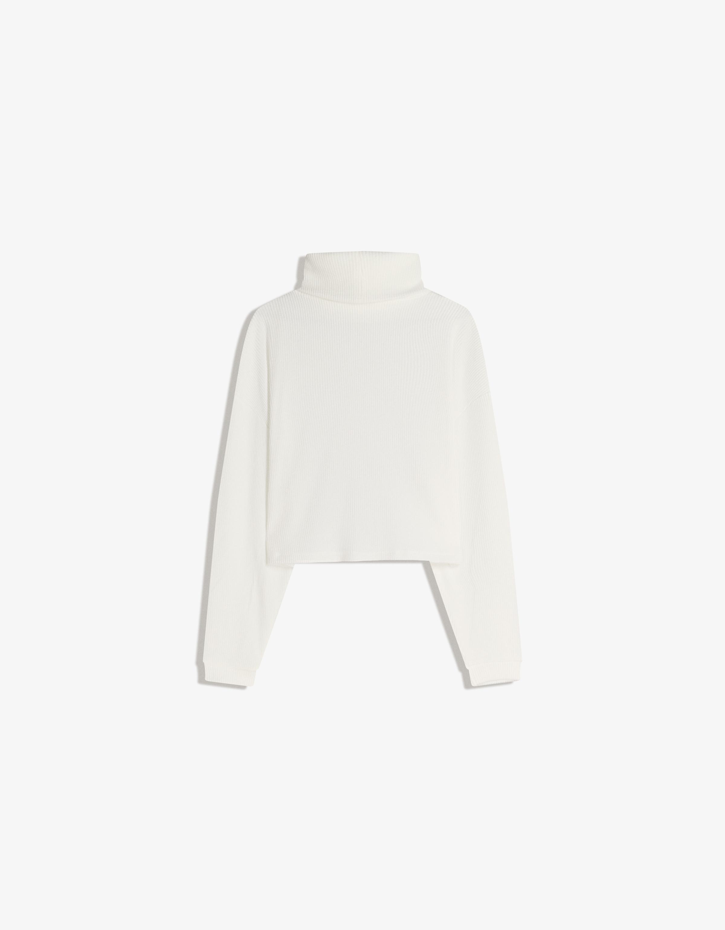 High neck ribbed sweater — Cream